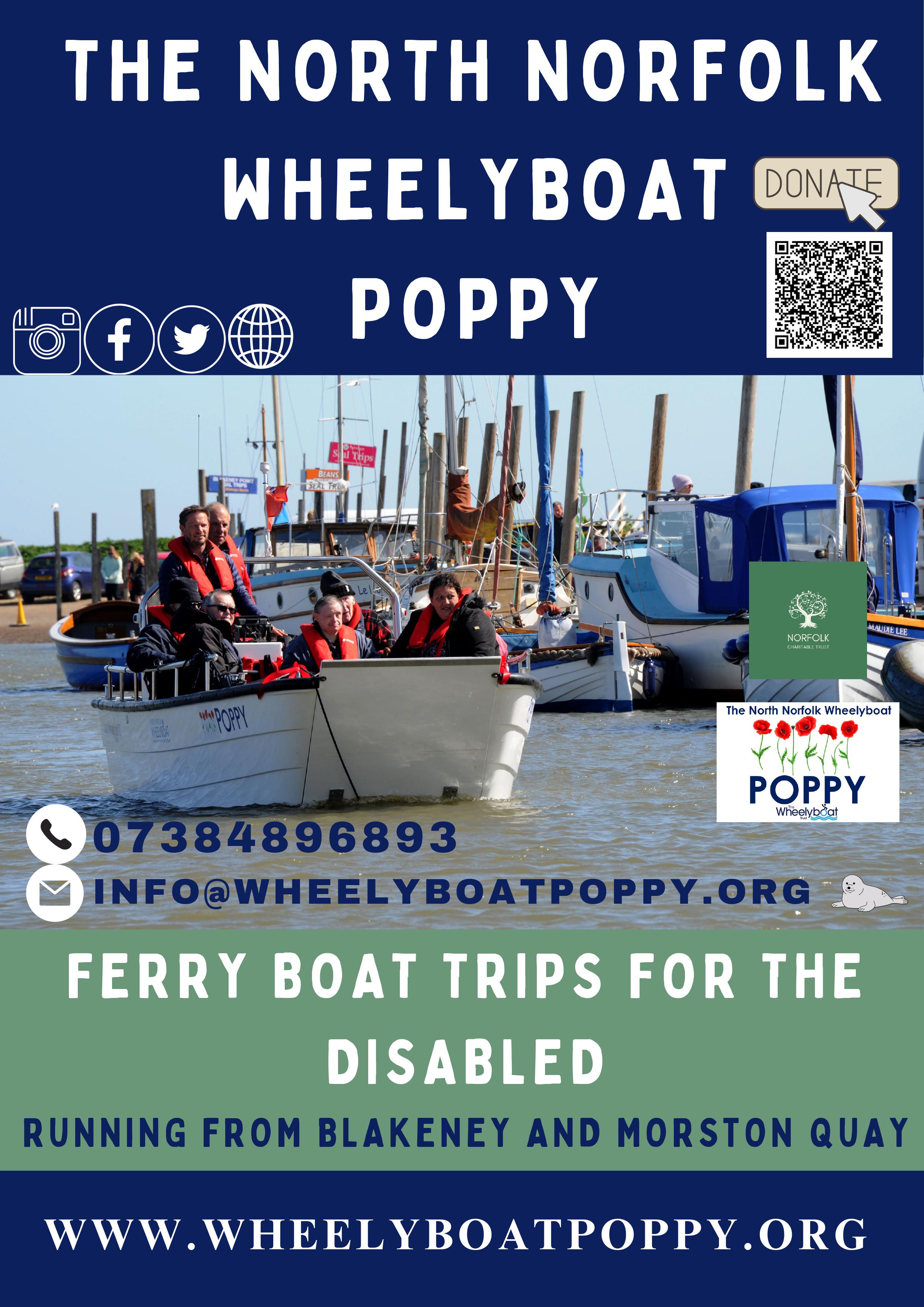 The North Norfolk Wheelboat Poppy - Ferry trips for the Disabled from Blankeney and Moreston Quay